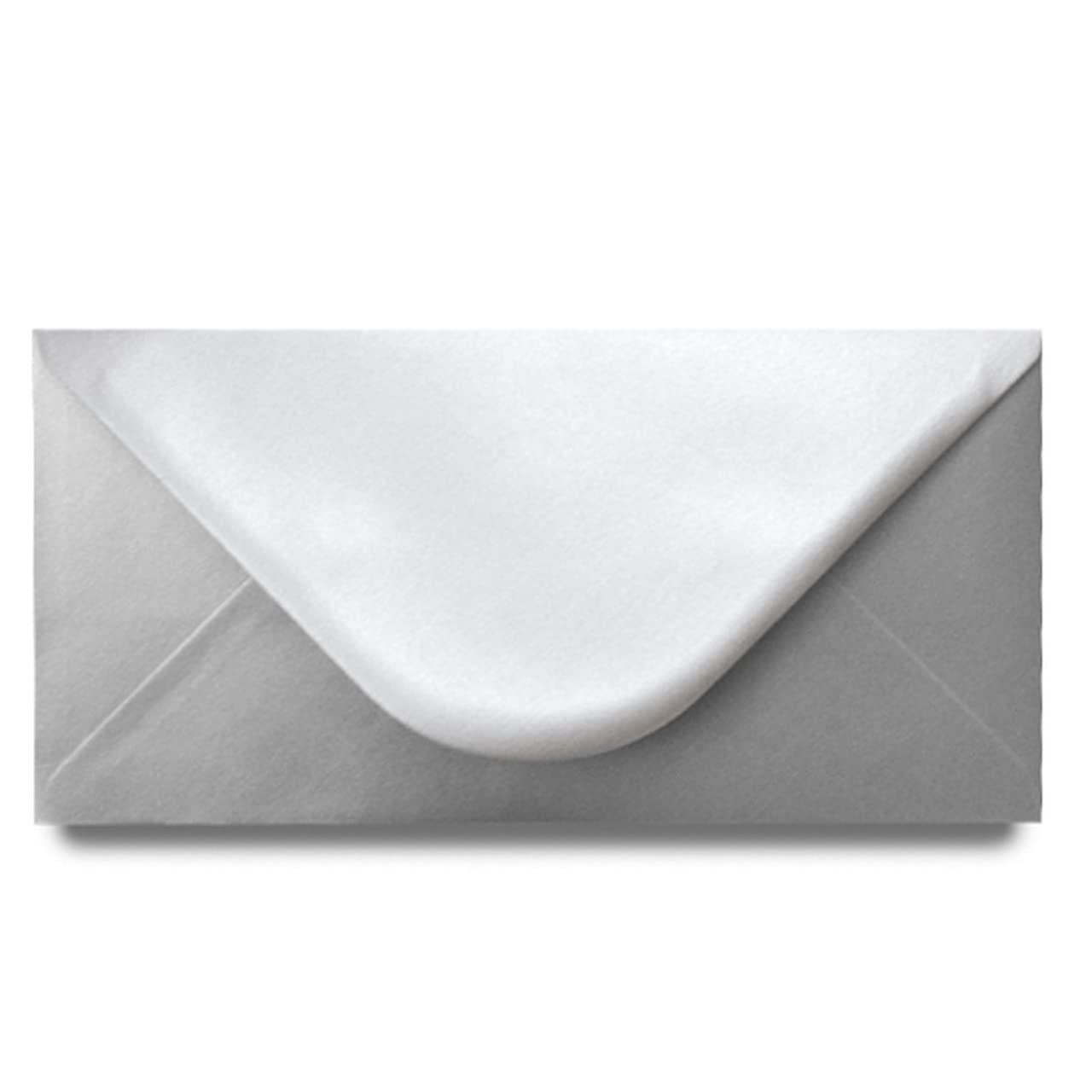DL (110mm x 220mm) Coloured Envelopes for Greetings Cards Party Invitations & Craft - Pack of 100 (Metallic Silver) — image 1