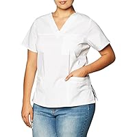 Dickies Womens GenFlex Junior-Fit V-Neck Scrub Shirt, White, XXXX-Large