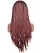 BLUPLE Ombre Wine Red Micro Braided Lace Front Wigs Dark Roots Burgundy Synthetic Heat Resistant Hair Braiding Styles 2 Tone 1B 99J Lace Wig for Black Women (24 inches, Micro Braided,T1B/Wine Red)