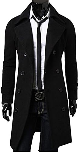 Gabbriell Men's Stylish Double Breasted Slit Back Trench Coat Long Jacket