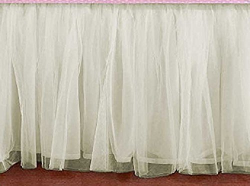 Cream Tulle Ruffled Lined Crib Skirt 16 Inch Drop 3 Sided