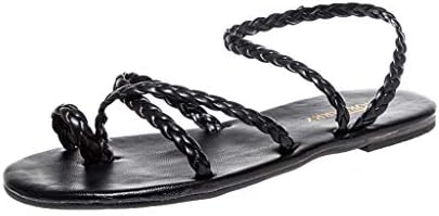 Tsmile Women Sandals Ladies Summer Roman Shoes Solid Color Flat Crystal Slippers Beach Sandals