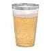 DRINKET Silver Plastic Cups 14 oz Clear Plastic Cups / Tumblers Fancy Plastic Wedding Cups With Silver Rim 50 Ct Disposable For Party Holiday and Occasions SUPER VALUE PACK