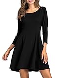 Oyanus Womens 3/4 Sleeve Loose Casual Junior Dresses Fit and Flare Midi Dress