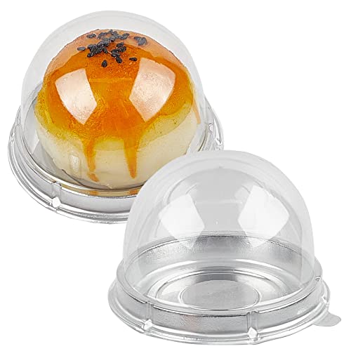 Zezzxu 50 Pack Mini Bundt Cake Containers Clear Plastic Cupcake Box with  Dome Lids for Chocolate Covered Cooki