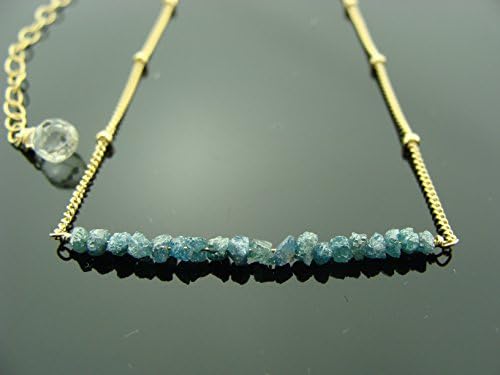 Genuine Blue Raw Rough Diamond 14k Gold Filled or Sterling Silver Necklace