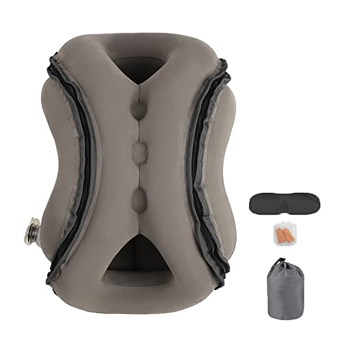 Kimiandy Inflatable Travel Pillow，Avoid Neck and Shoulder Pain Multifunction Travel Neck Pillow for Airplane, Comfortably Support Head, Neck and Lumbar, Used for Airplane, Car, Bus and Office （Gray