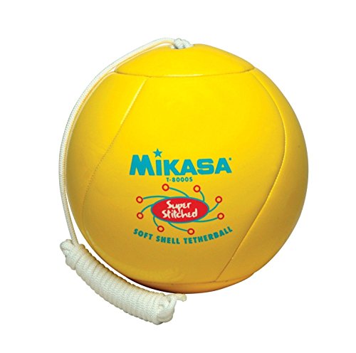 Simply Silver Tether Ball - Mikasa Soft Shell Tetherball, Cushioned Cover Tether Ball With- Rope-Yellow