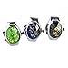 Youyoupifa Oval Faceted Crystal Inlay Hunter Case Quartz Finger Ring Watch (Green)