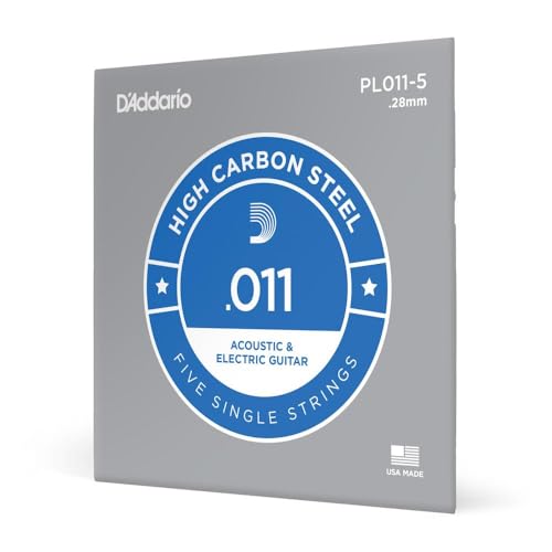 DAddario PL011-5 Plain Steel Electric/Acoustic Guitar Strings 5-Pack