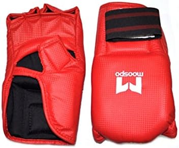 Moospo Cobra Gloves Taekwondo Fingerless Gloves TKD Boxing MMA Training Punching Blue Red with Free 10ID TKD Patch Gift (Red, 1.S)