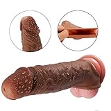 Extra Large Coffee Color 9 INCH Realistic-Condom-Thick-Girth-Enhancer-Enlarger-Extender-Growth-Sleeve-