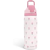 Tulip Insulated Stainless Steel Water Bottle with Straw for Sports and Travel, 32oz, Gifts for Women Girls Friends Teens Birthday Christmas (Pink)