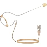 YXG Headworn Earset Over Ear Hanging Mic Beige Low Profile Light-Weight Microphone Compatible with Audio-Technica Wireless System Bodypack Transmitter, with Hirose 4 Pin Plug