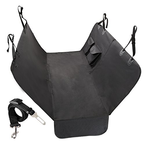 upsimples Dog Seat Cover Pet Car Seat Cover No Stitch Hole Heavy Duty Dog Hammock Non-slip Waterproof Back Seat Cover for Car SUV Minivans, Black