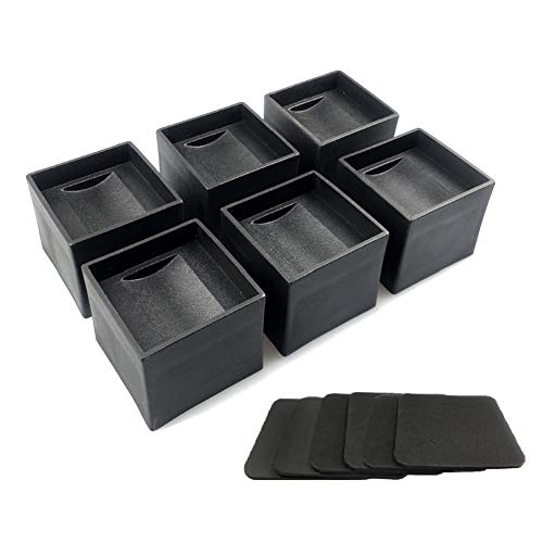 FONDDI Bed and Furniture Risers Heavy Duty Black Square Anti Slip to