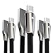 Alyee USB Type C Cable, 3 Pack 4FT+4FT+6FT USB C Cable with LED Light Type C Fast Charging Cable Cord Compatible with Samsung Galaxy Note 8, S8, S8 Plus, S9,S9 Plus, Google Pixel, LG G6 G5, Black
