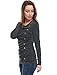 Allegra K Women's Cowl Neck Long Sleeves Buttons Decor Ruched Top X-Large Dark Gray