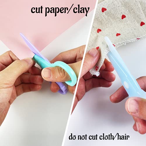 MUXGOA 7 PCS Kids Safety Scissors,Toddler Learning Scissors Plastic Children Safety Scissors for Cutting Tools Paper Craft Supplies