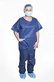 Dukal 375XL Disposable Scrub Shirt, Non-Sterile, X-Large, Dark Bkue (10 Bags of 5) (Pack of 50)
