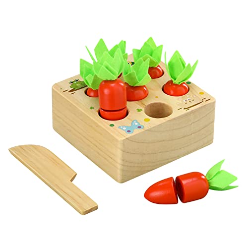 Mikabili Carrot Harvest Game Wooden Toy for Baby Montessori Toy Educational Shape Sorting