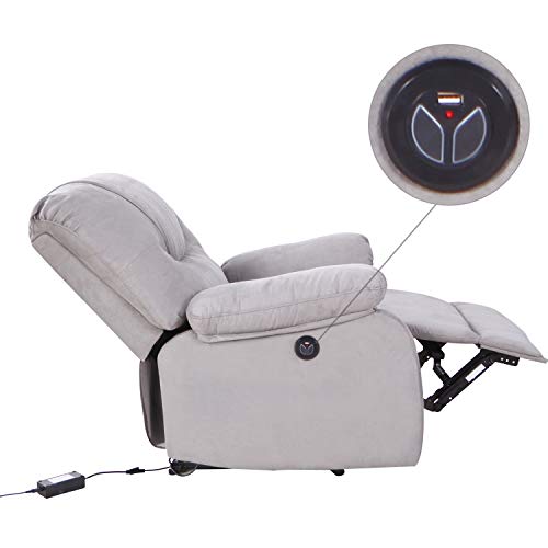 Modern Power Recliner with USB Charging Port - LCH Heavy Duty Microfiber Single Reclining Sofa Chair Living Room Furniture