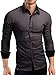 Grin&Bear Slim Fit men's wrinkle free contrast shirt dress shirt, long sleeve, dark grey-black, M, SH510