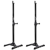 Yaheetech 2pcs Adjustable Rack Standard Solid Steel Squat Stands Barbell Free Press Bench