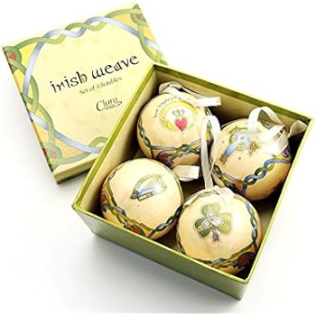 Royal Tara Irish Christmas Ornaments - Globe Baubles - Boxed Set of 4