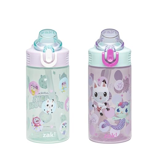 Zak Designs Gabby's Dollhouse Sage 16oz Leak-Proof Straw Kids Water Bottle