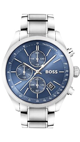 BOSS Relógio masculino de quartzo 1513478 o ano todo, Aço/azul, 44 millimeters, Pulseira