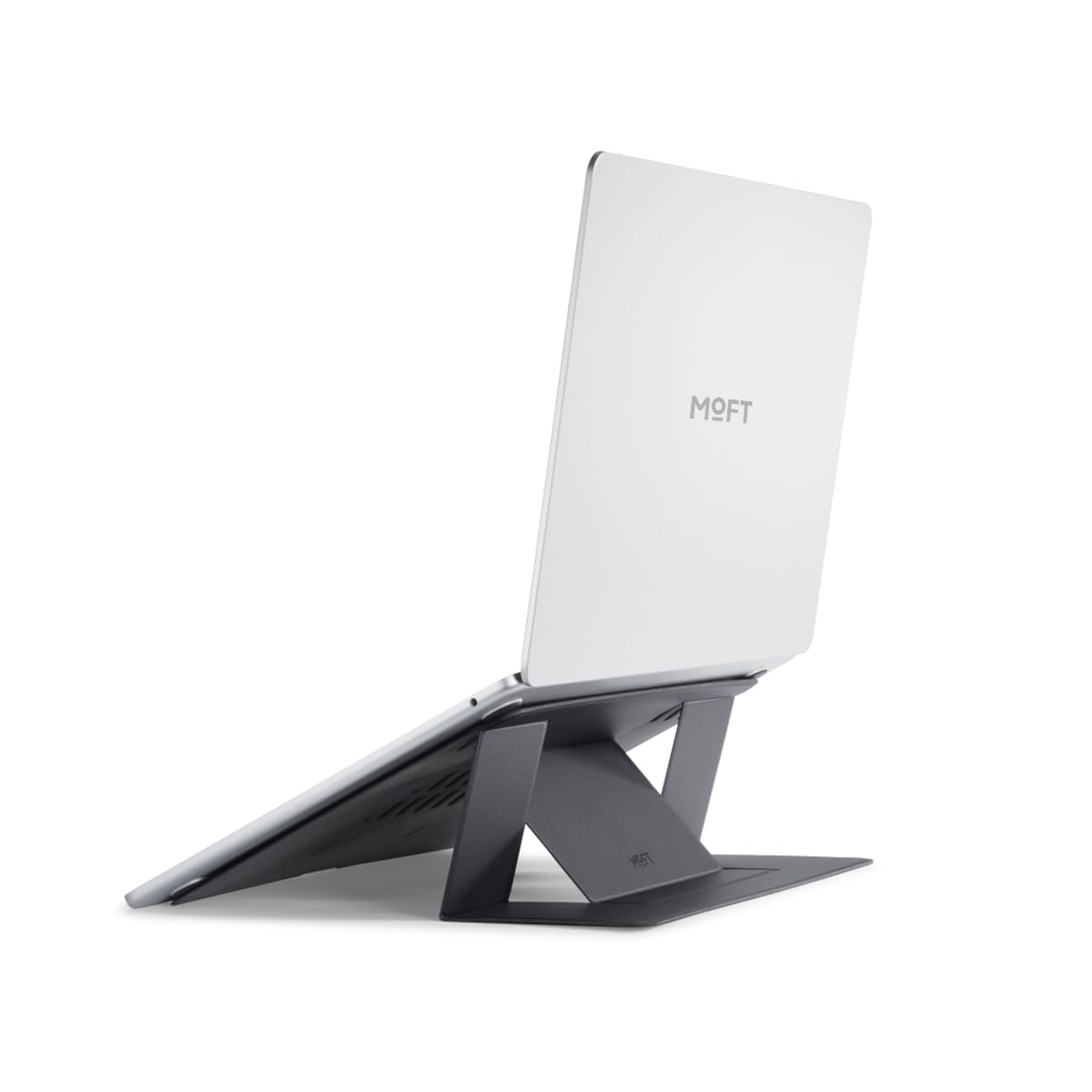 MOFT 【正規代理店】 非粘着式 ノートPCスタンド ノートパソコンスタンド 新型 通気口付き［7インチ～14インチ］に対応 放熱性よく 薄くて丈夫 コンパクトで軽量 【耐久強化版】 角度調整可能 パソコンに優しい (スペースグレー) の商品画像