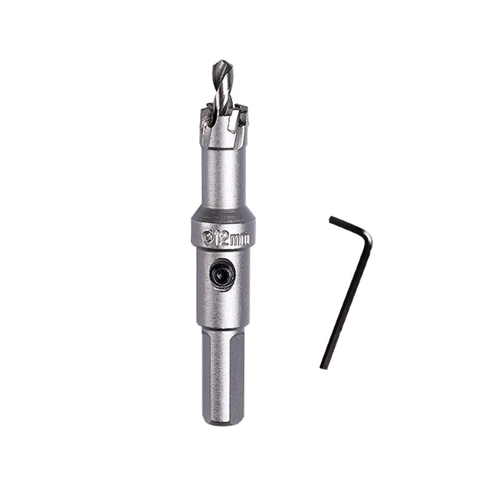 SYDARSYN 12mm Carbide Hole Saw with Arbor, TCT Hole Cutter Drill Bit for Stainless Steel, Sheet, Metal, Wood