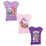 Nickelodeon Girls' Little Girls' Paw Patrol 3 Pack T-Shirt Bundle, Lilac/Light Pink/Purple Rush, M-5/6