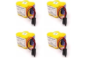 BATTEMALL (4-Pack) BR-2/3AGCT4A 6V 4400mAh Replacement Battery for Panasonic FANUC A98L-0031-002 (Black Connector)