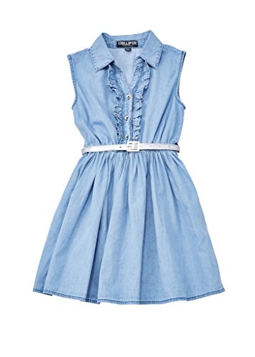A33008 Dkbl 14 16 Chilipop Denim Dress For Girls Ruffle | Desertcart Guyana