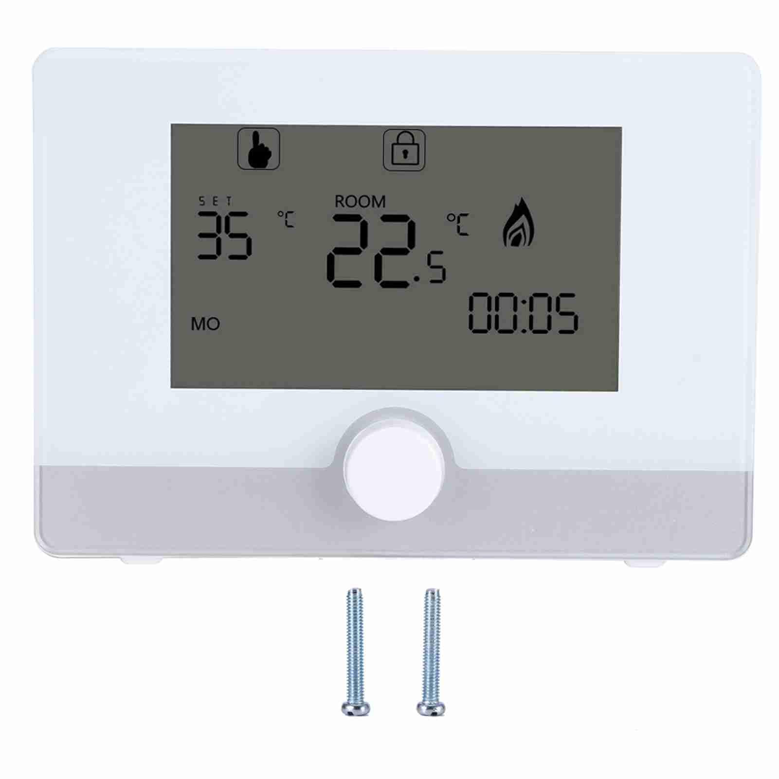 FTVOGUE Digital Programmable Thermostat Temperature Controller for Wall-hung Boiler Heating System(White)