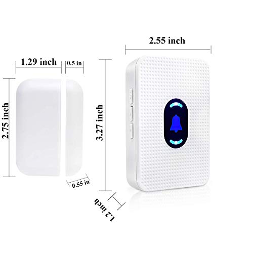Daytech Door Open Entrance Chime Entry Alert Wireless Door Sensor For Home Business Garage Retail Store Apartment Office 2 Receiver & 2 Magnetic Sensor
