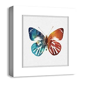Canvas Wall Art Colorful Butterflies Photo Frame Style Painting Artwork for Home Prints Framed - 12x12 inches