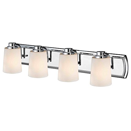4 Light Wall Mounted Bath Vanity Light In Chrome Finish With White