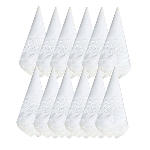 CoCoUSM Womens Embroidery Floral Cotton Handkerchiefs Pack of 3/6/12