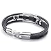Casoty Jewelry Fashion Love Infinity Wristband Bangle Cuff Bracelet Leather Chain Silver Black