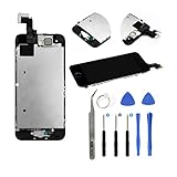 iPhone SE Full Screen Replacement LCD Touch Assembly Front Camera Earpiece Speaker Home Button with Repair Tools (Black)