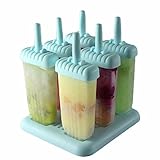 MELIP Reusable Popsicle Molds Set Ice Pop Molds Maker 6pcs (Blue)