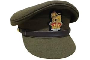 WW2 British Army General Staff Officers Visor Cap Military Peak Hat - Repro, Olive, 8