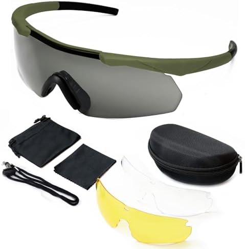 SPOSUNE Shooting Glasses Men with Case, Impact resistance Tactical