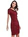 Blooming Jelly Women's Stretch Ruched Bodycon Midi Dress Party (M, Burgundy)