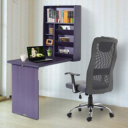 HOMCOM Wall Mounted Convertible Desk with Storage - GoTinySpace