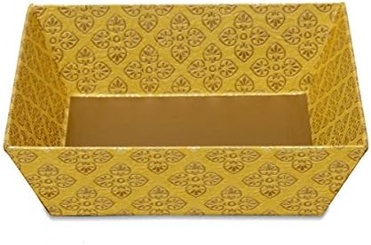 Tatva Gift Packing Trays (Pack of 10) Base Size (LxWxH): 16.5 X 16.5 X 6 cm Top Size (LxWxH): 22 X 22 X 6 cm|Hamper Baskets for Gift|Wedding Trays Decorative|Medium Yellow