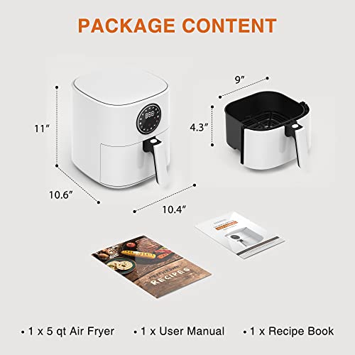 CROWNFUL 5 Quart Air Fryer, Electric Hot Oven Oilless Cooker，LCD